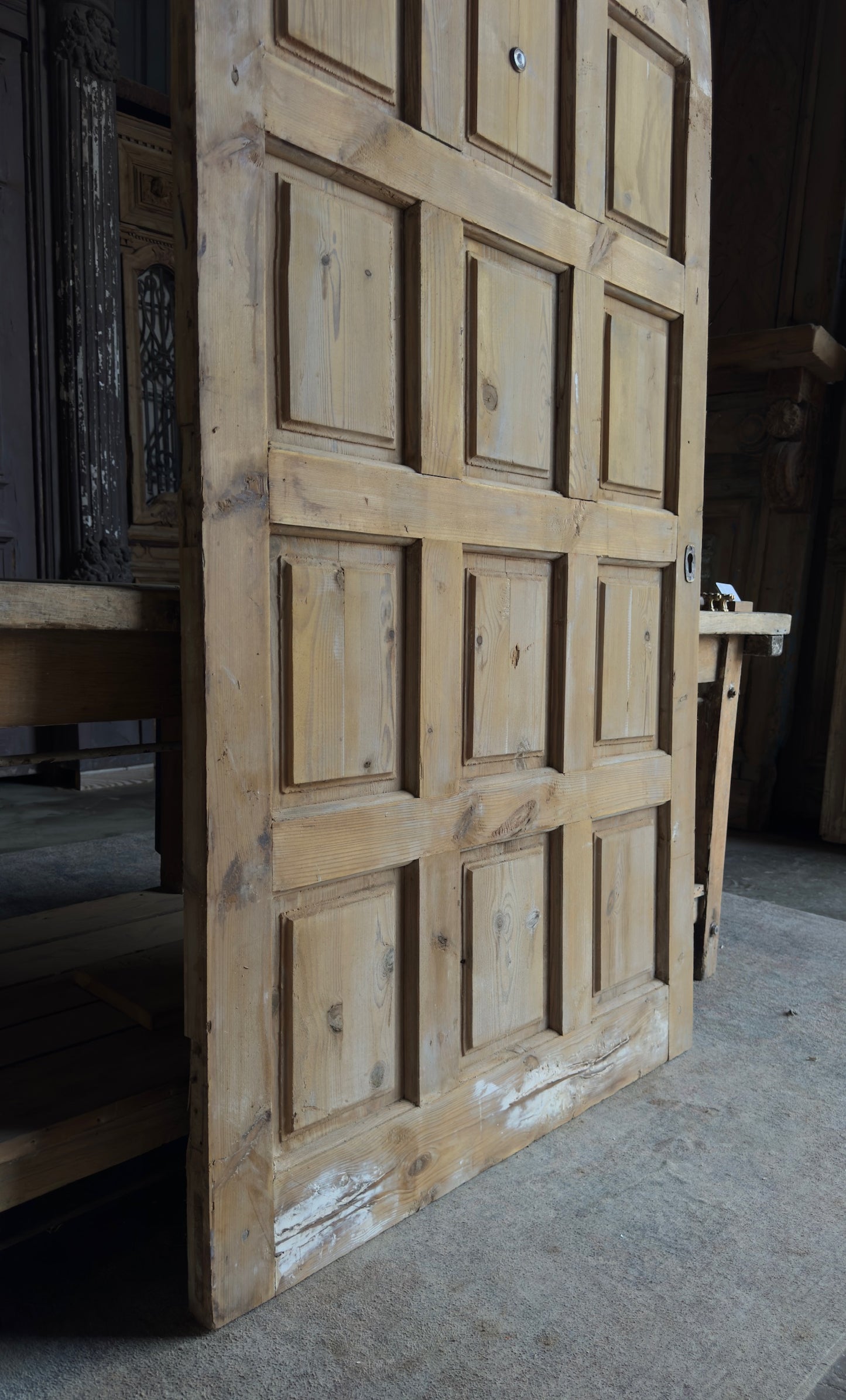 15 Panel Antique Solid Single Arched Door - 40x84 - L160