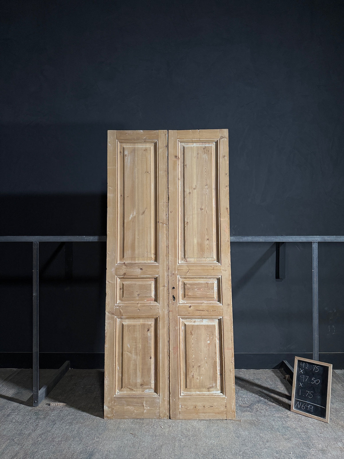 Antique 3 Panel Solid Double Doors - 42.75x97.5 - N649