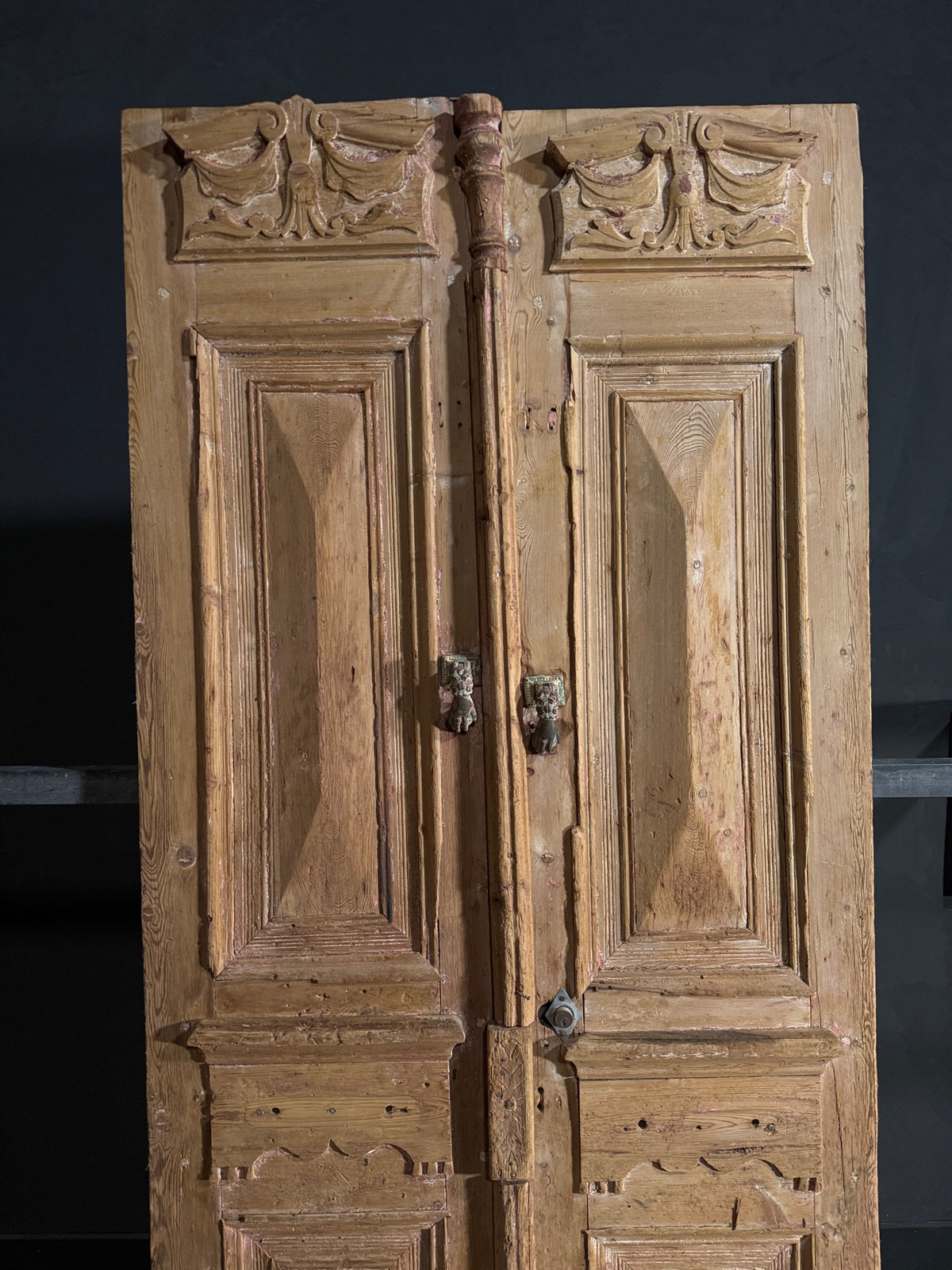 Antique Carved 4 Panel Double Doors - 41.75x97.5 - N652