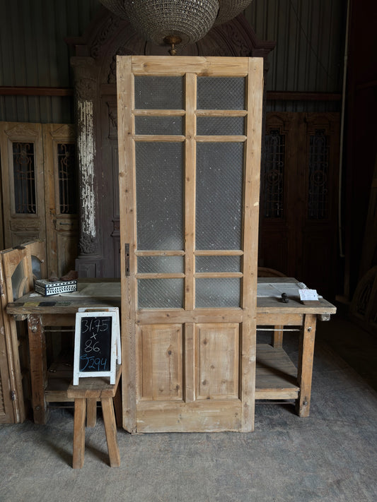 Antique Glass European 2 Panel Door - 31.75x86 J294