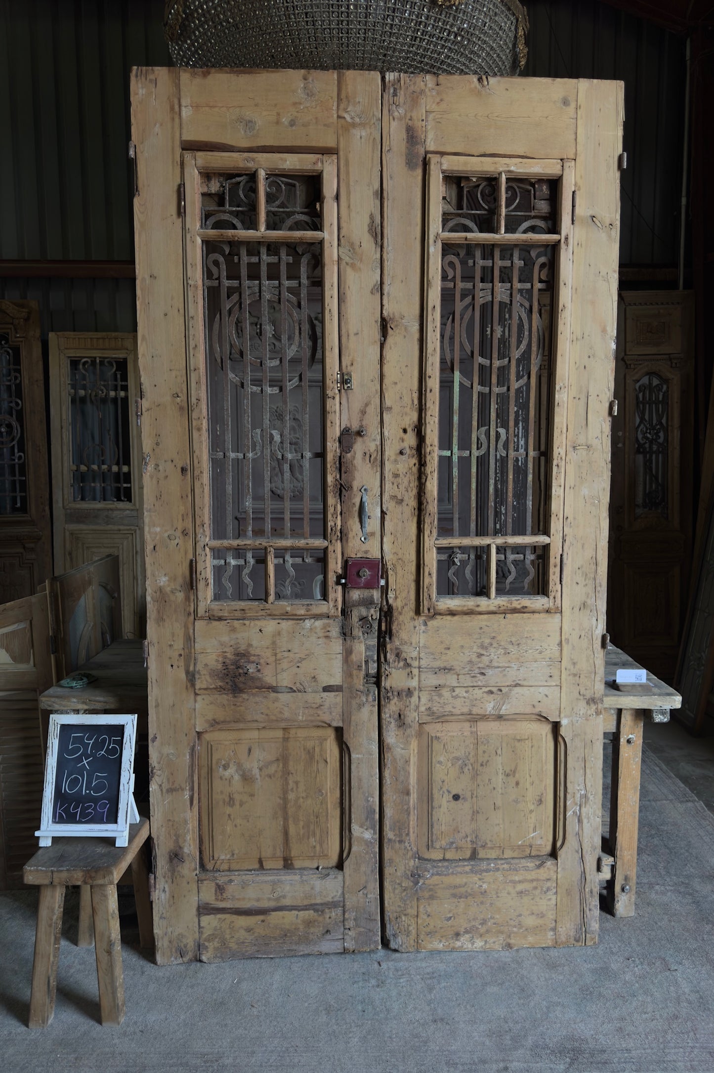 Massive Antique Iron Entry Doors - 54.25x101.5 K439
