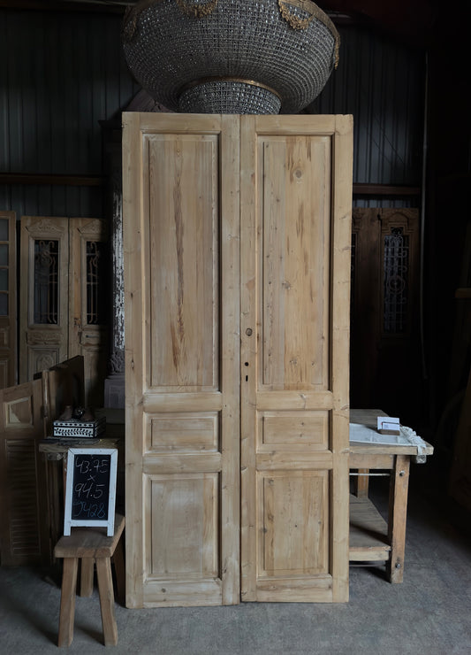 3 Panel Antique Solid French Doors - 43.75x94.5 J428