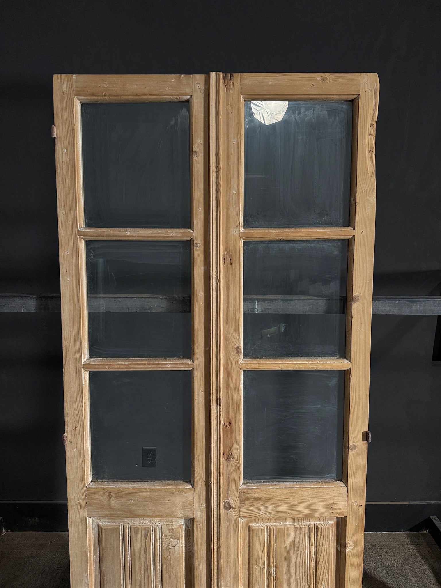 Antique Obscured Glass 3 Lite French Doors - 36.5x85.5 - N576