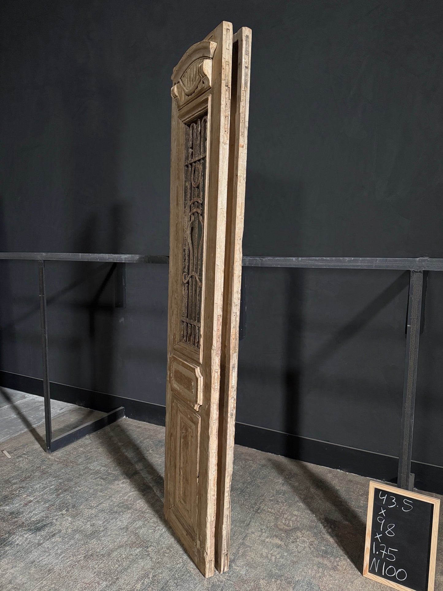 Antique Carved Iron French Doors - 43.5x98 - N100