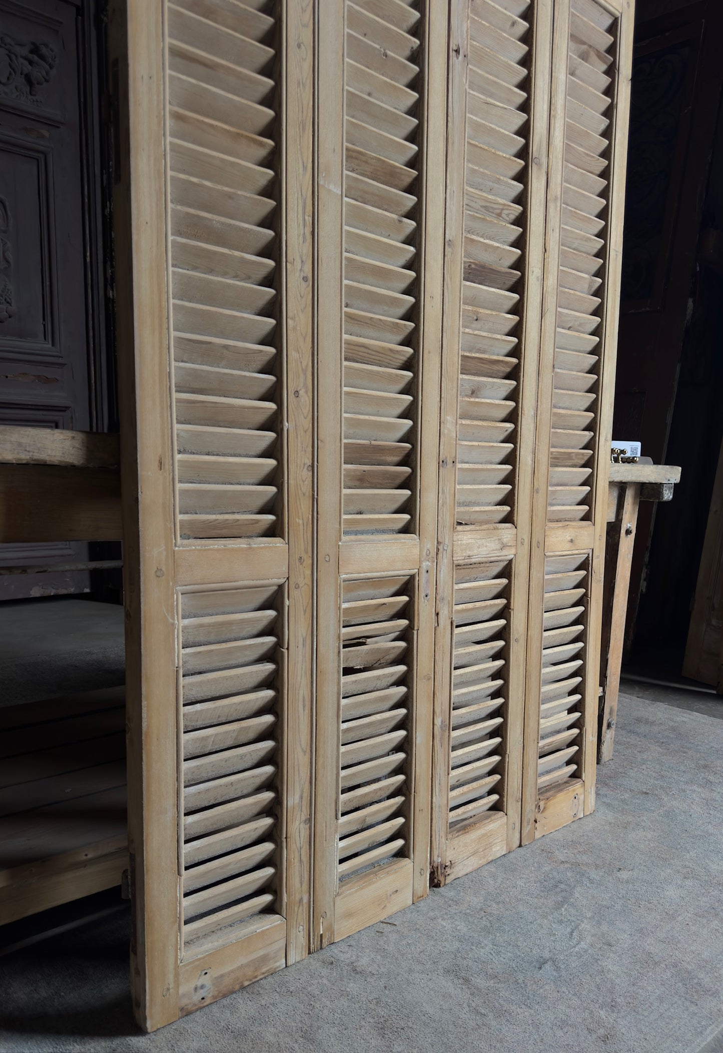 European French Antique Louvered Shutters - 43.5x89 - L408