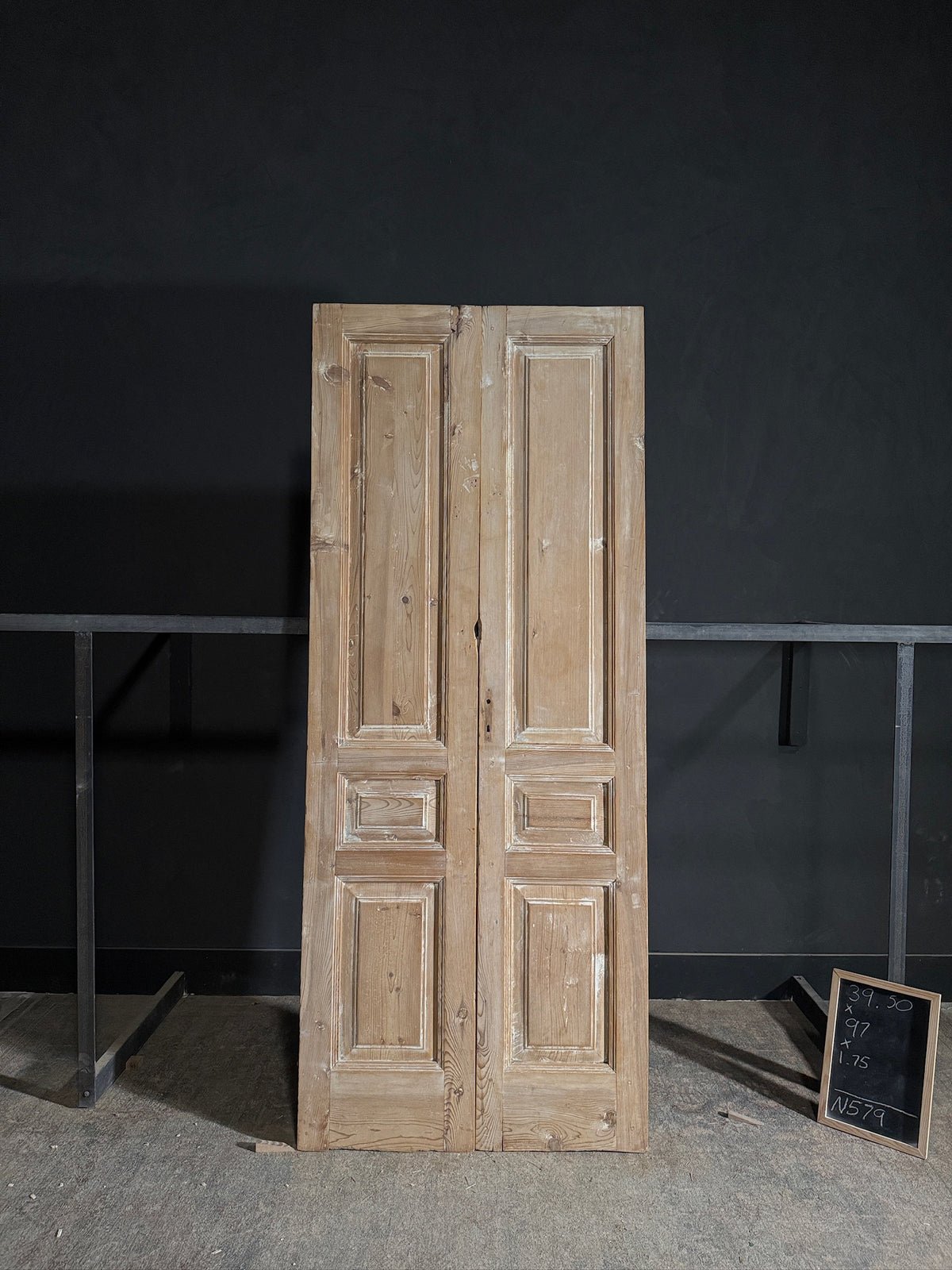 Antique 3 Panel Solid Double Doors - 39.5x97 - N579