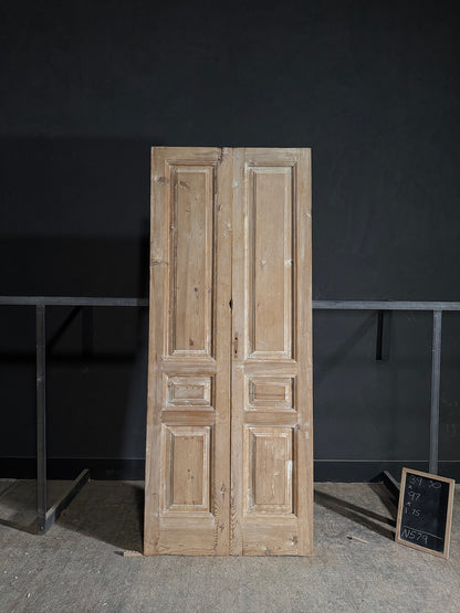 Antique 3 Panel Solid Double Doors - 39.5x97 - N579