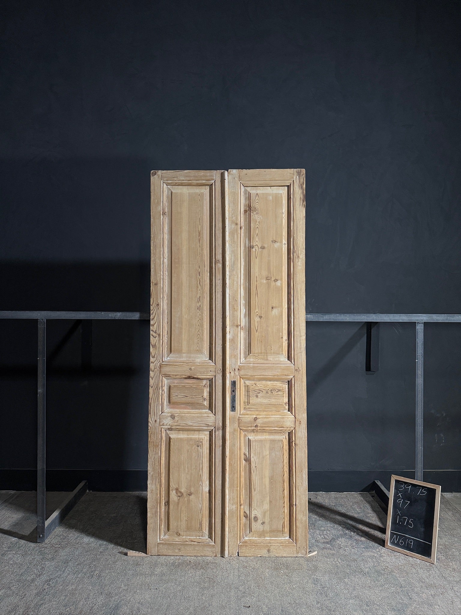 Antique 4 Panel Solid Double Doors - 39.75x97 - N619