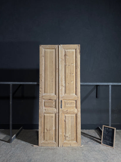 Antique 4 Panel Solid Double Doors - 39.75x97 - N619