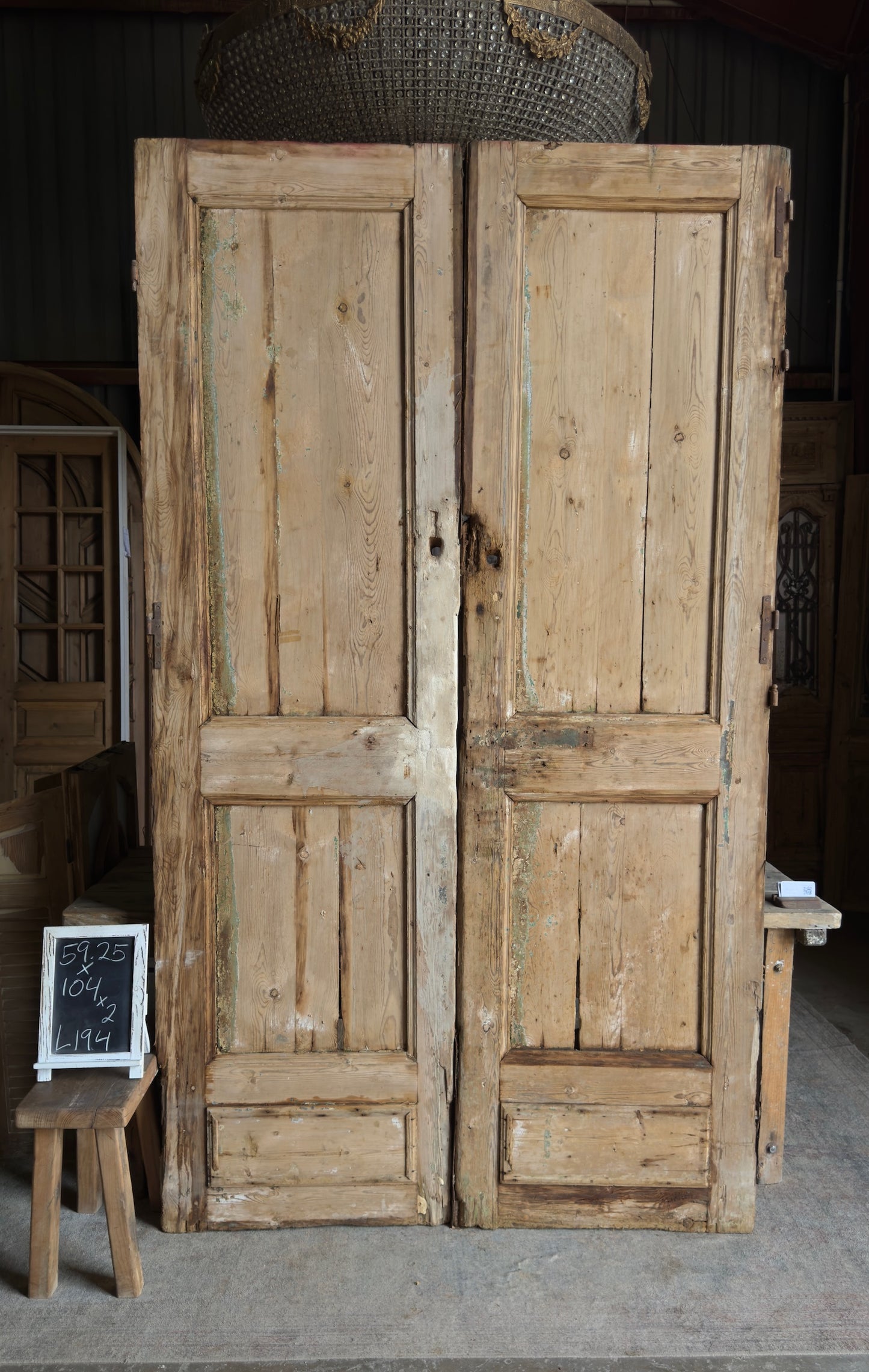 Grand Entry Antique Solid French Doors 59.25x104 - L194