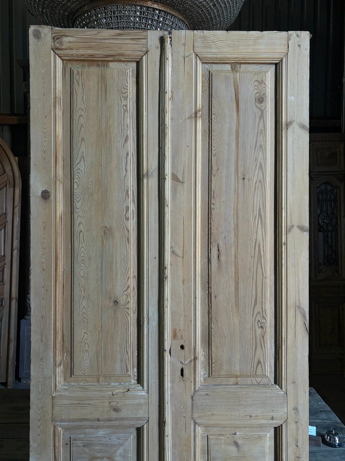 3 Panel Antique Solid French Doors - 39x95.25 - L102