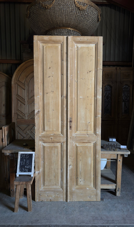 2 Panel Antique Solid French Doors - 39.5x98.5 - L341