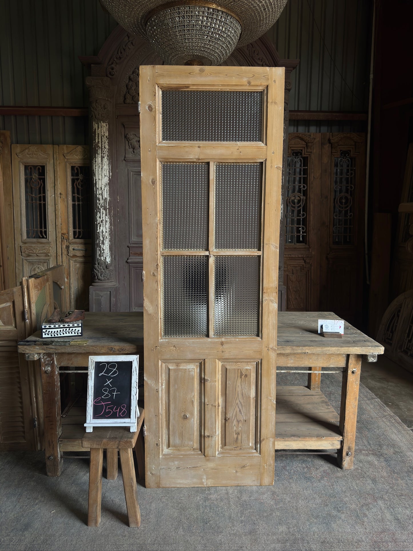 Single Antique Glass Door - 28x87 J548