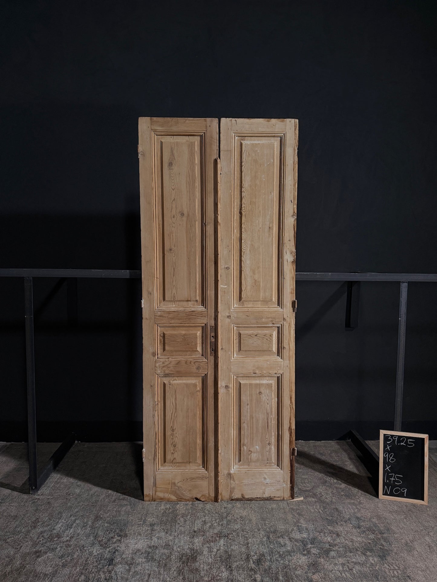 Antique Iron 3 Panel Double Doors - 39.25x98 - N09
