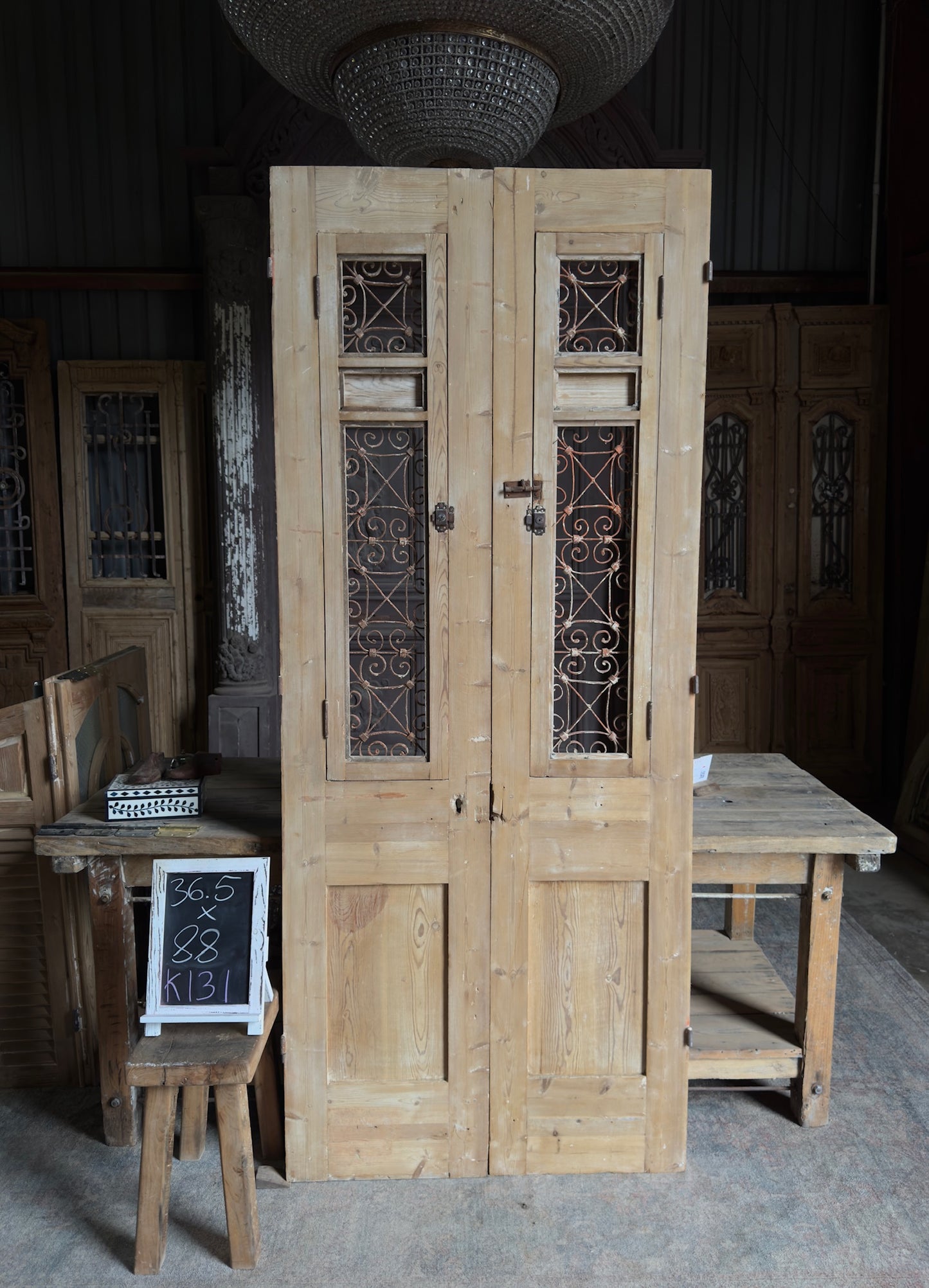 Stately Antique Iron French Doors - 36.5x88 K131