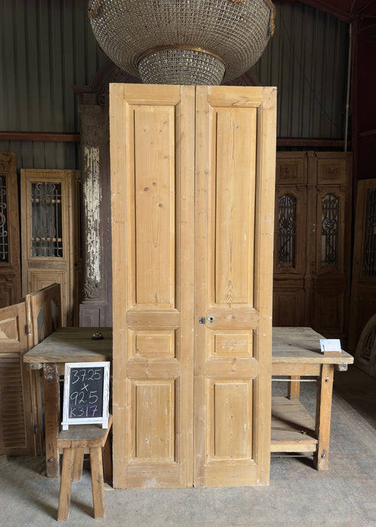 3 Panel Antique Solid French Doors - 37.25x92.5 K317
