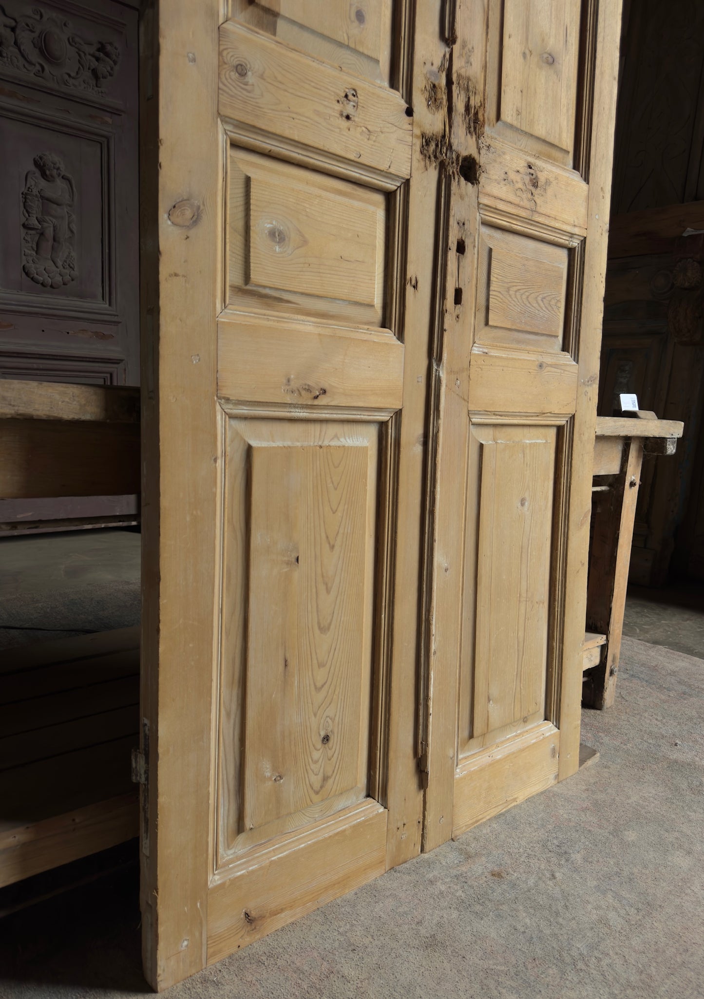 3 Panel Antique Solid French Doors - 38.5x88.5 K463