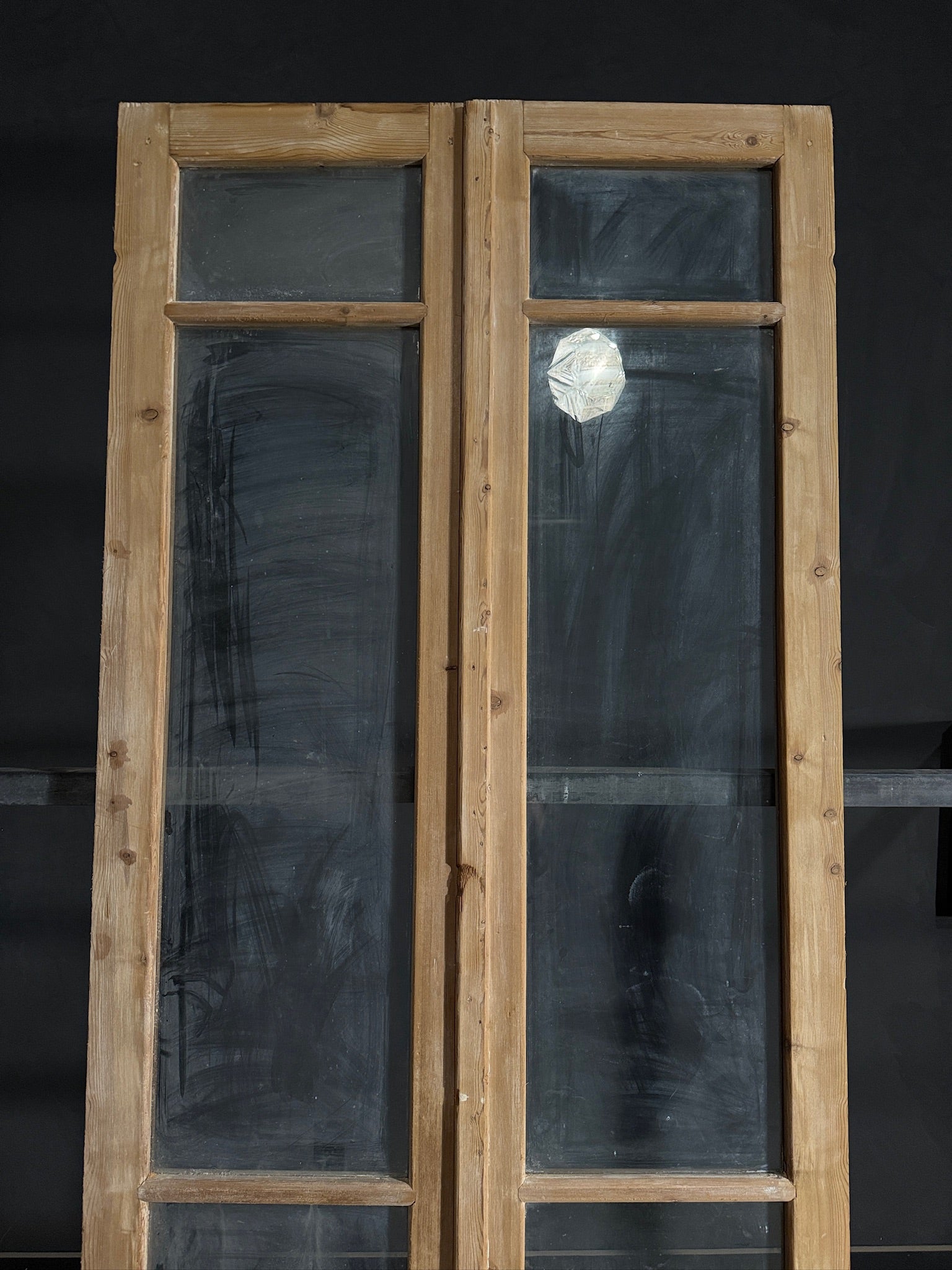 Antique Obscured Glass French Doors - 43.75x100.25 - N490