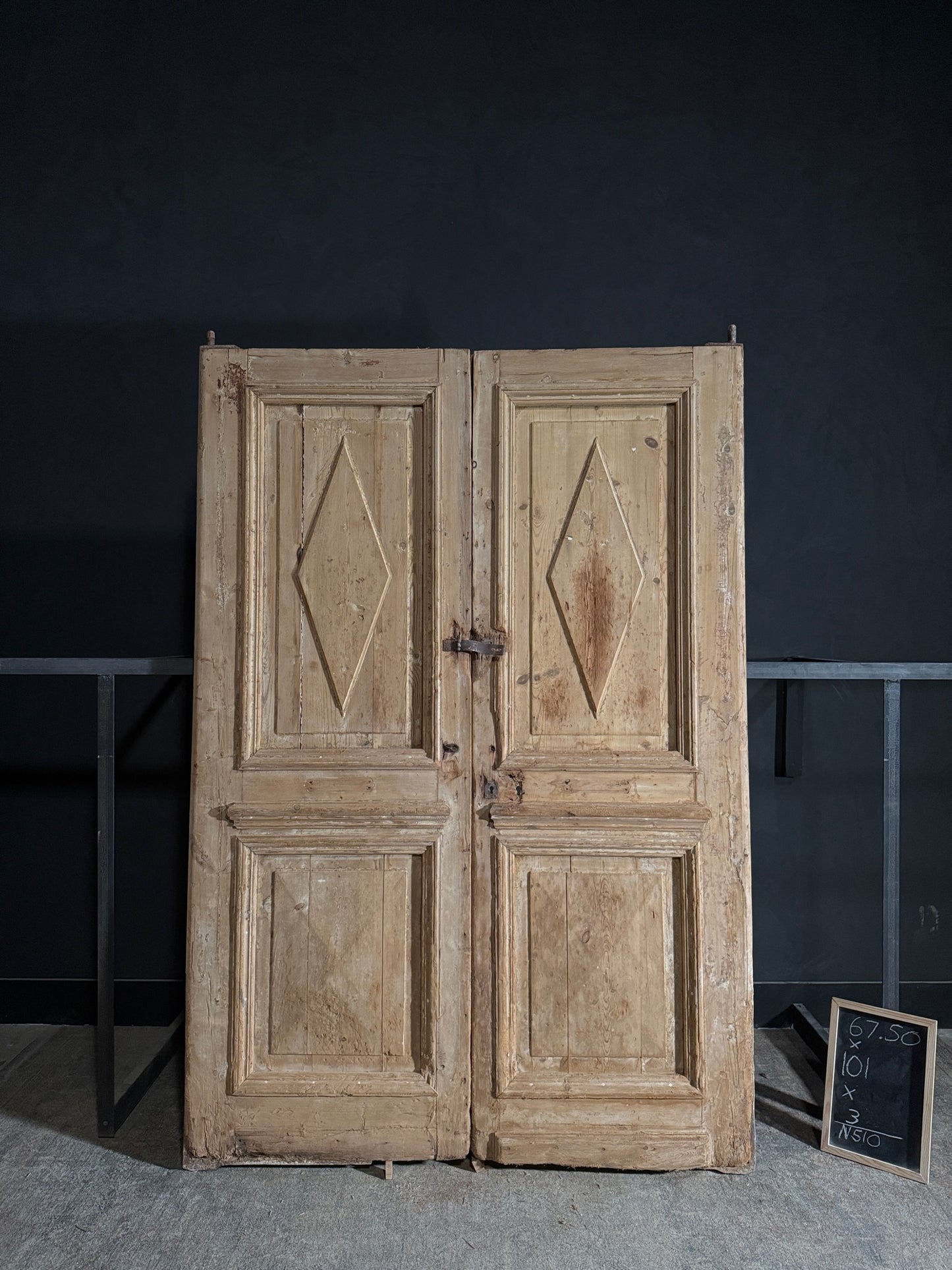 Antique Carved 2 Panel Double Doors - 67.5x101 - N510