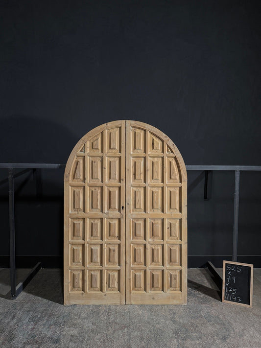 Antique Arched Solid Double Doors - 52.5x79 - N147