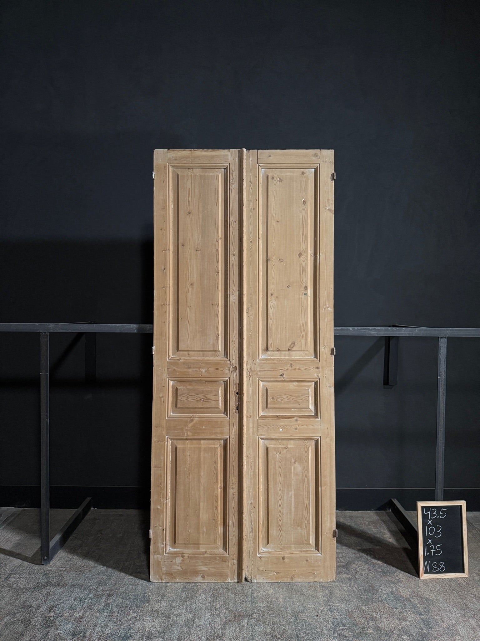 Antique 3 Panel Solid Double Doors - 43.5x103 - N88