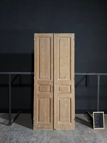 Antique 3 Panel Solid Double Doors - 43.5x103 - N88