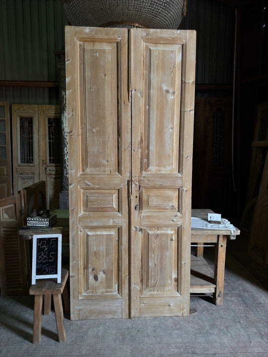 3 Panel Antique Solid French Doors - 42.5x88.5 J395