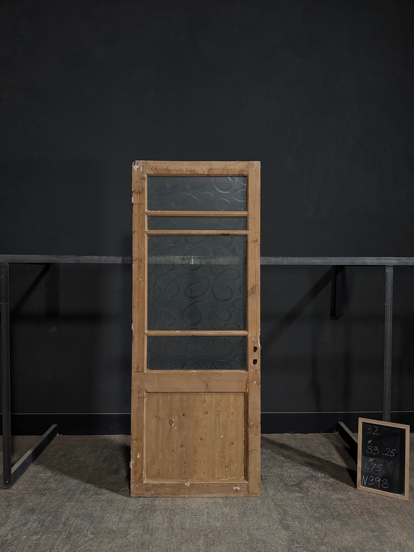 Antique Obscured Glass 3 Lite Single Door - 32x83.25 - N398