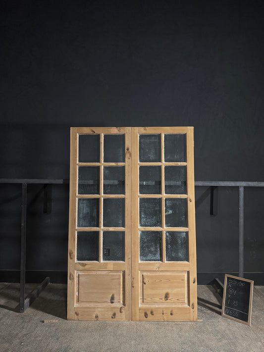 Antique Glass 8 Lite French Doors - 55.5x84 - N655