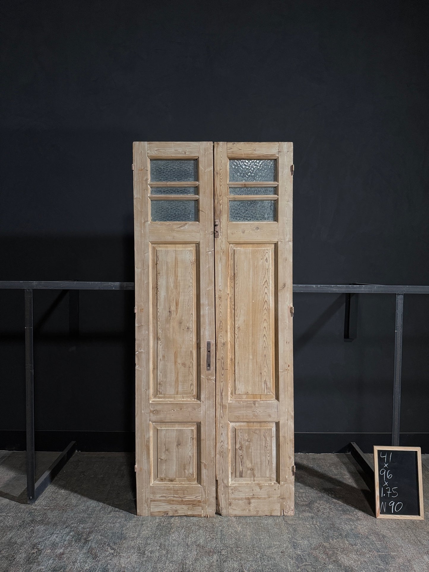 Antique Obscured Glass 3 Lite French Doors - 41x96 - N90