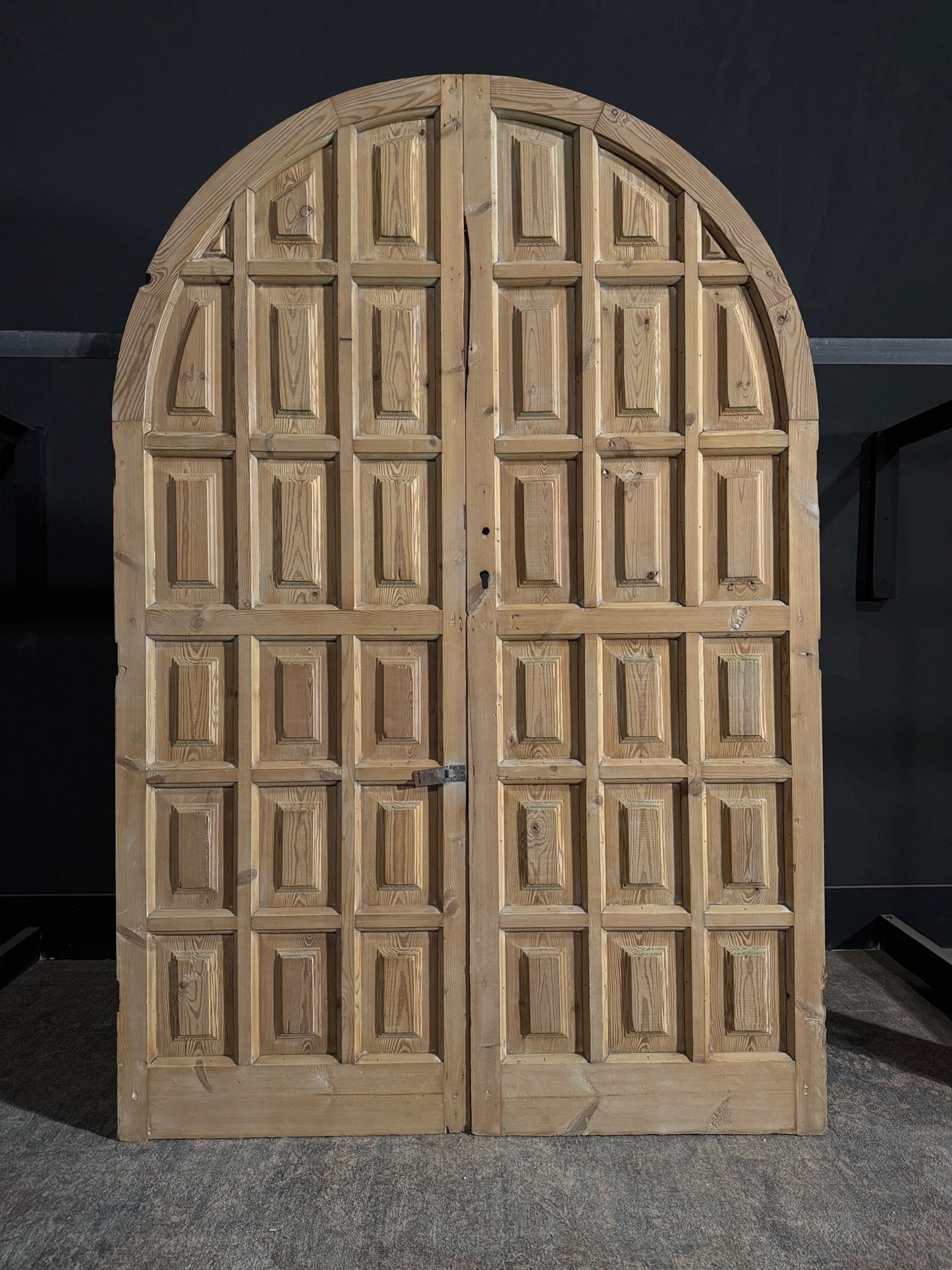 Antique Arched Solid Double Doors - 52.5x79 - N147