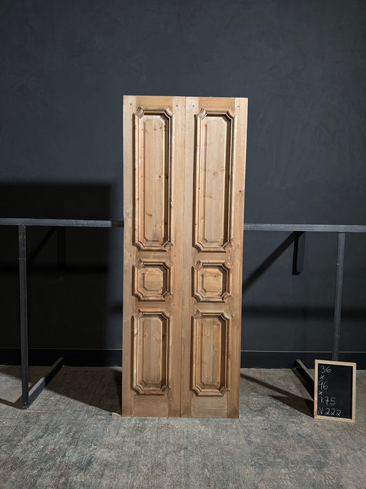 (The Edmund) Handcrafted Solid Wood French Doors - 36x96 N222