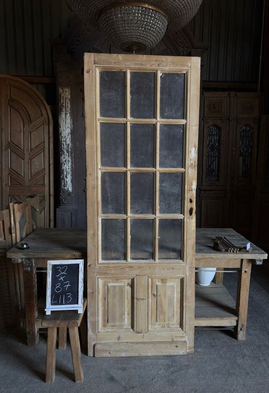 Antique 12 Lite Glass Single Door - 32x87 - L113