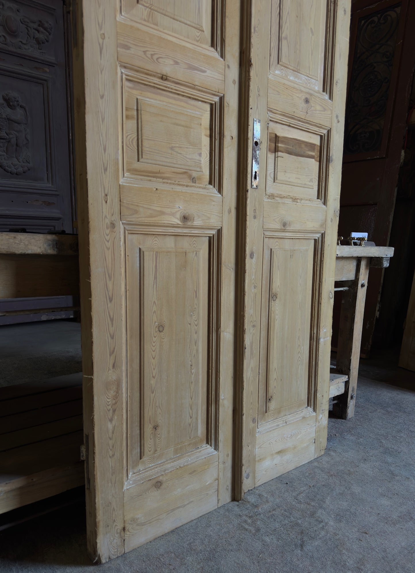 3 Panel Antique Solid French Doors - 37x94.5 - L337