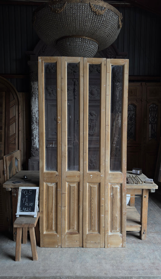 Antique Bi-Fold French Glass Doors - 43.5x93 - L428
