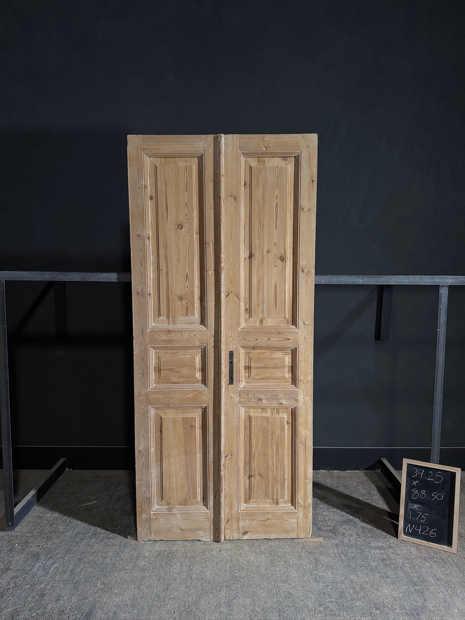 Antique 3 Panel Solid Double Doors - 39.25x88.5 - N426