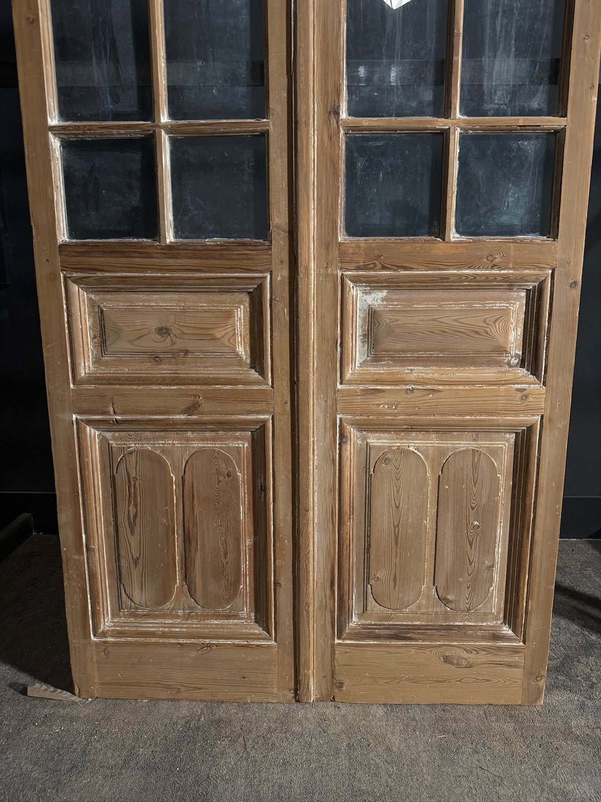 Antique Glass 3 Lite French Doors - 47.5x95 - N658