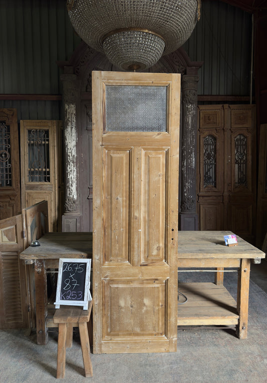 19th Century European Antique Glass Single Door - 26.75x87 K253