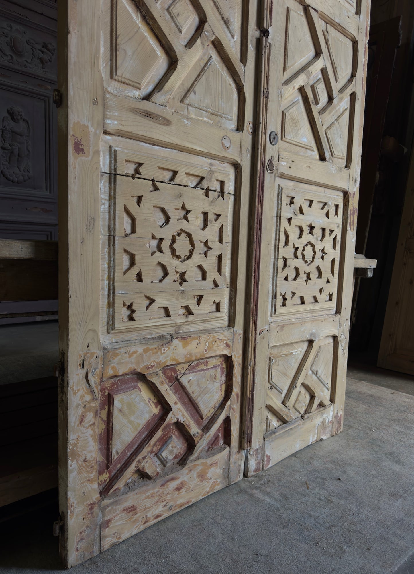 Antique Arched Moroccan Paneled Solid Doors - 52x97 - L465