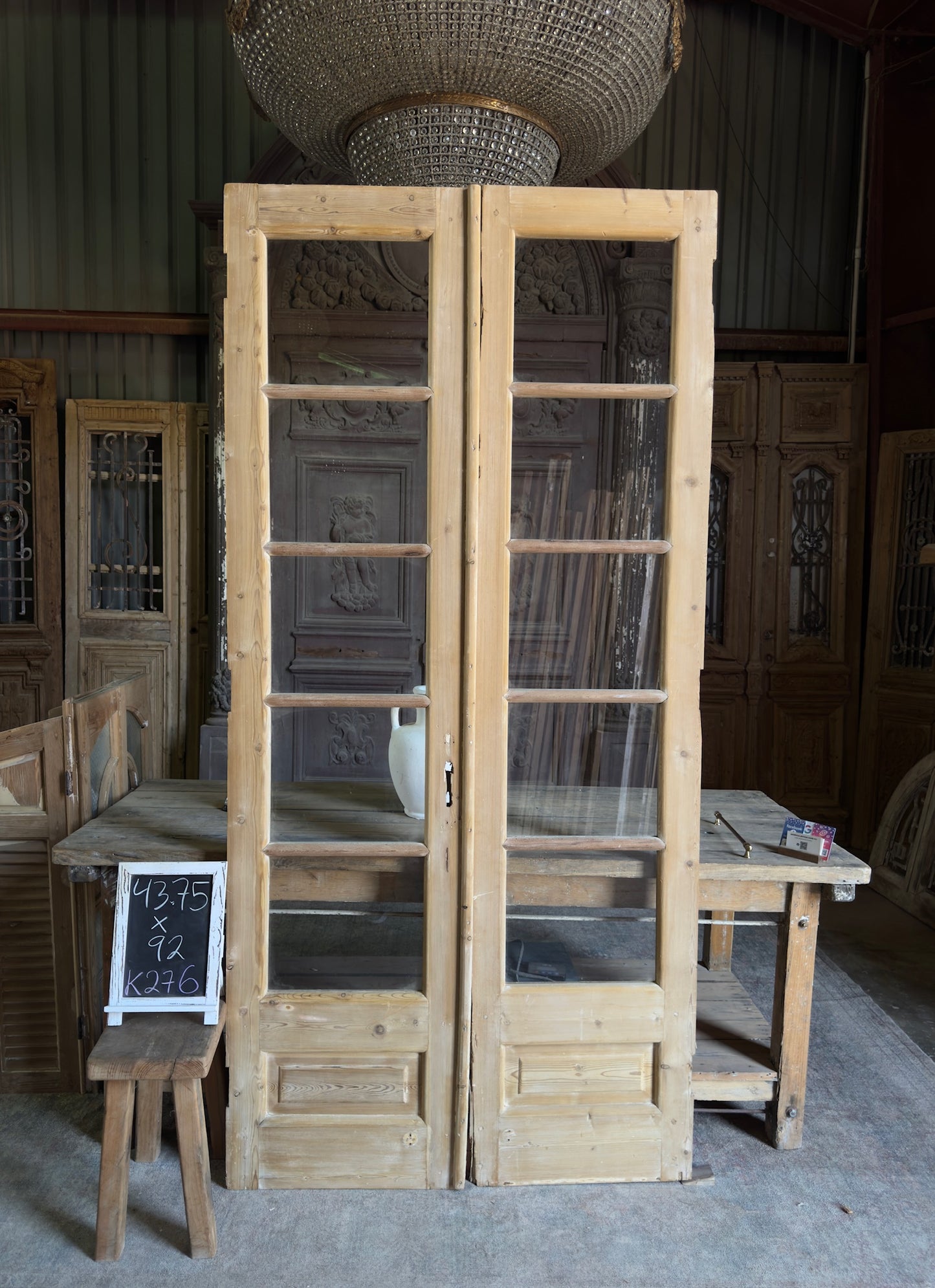 10 Lite European Antique Glass French Doors - 43.75x92 K276