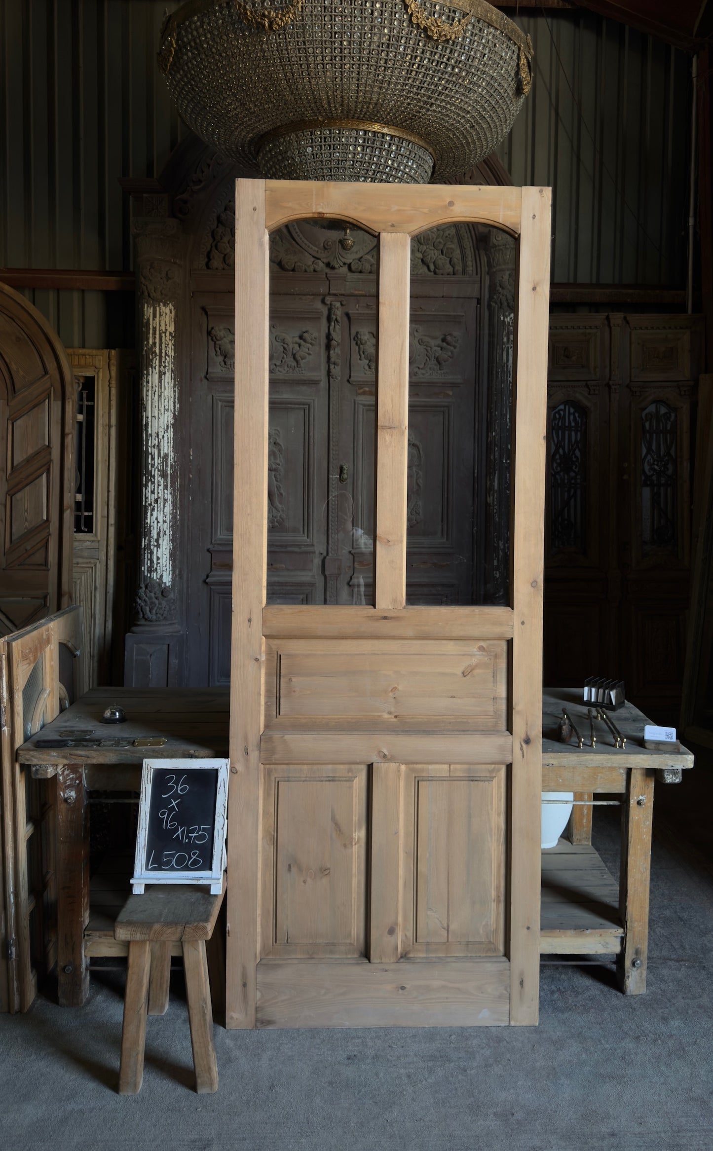 Handcrafted 2 Lite Arched Glass Door  - 36x96 L508