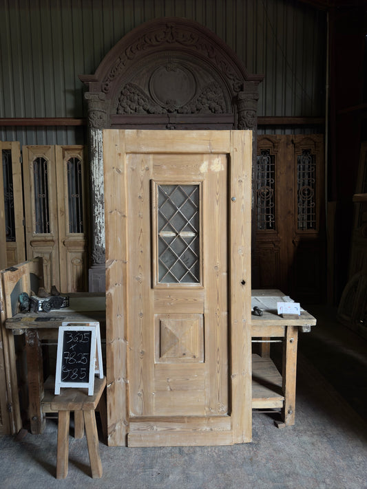Single Light Antique Iron and Glass Single Door - 36.25x78.25 J85