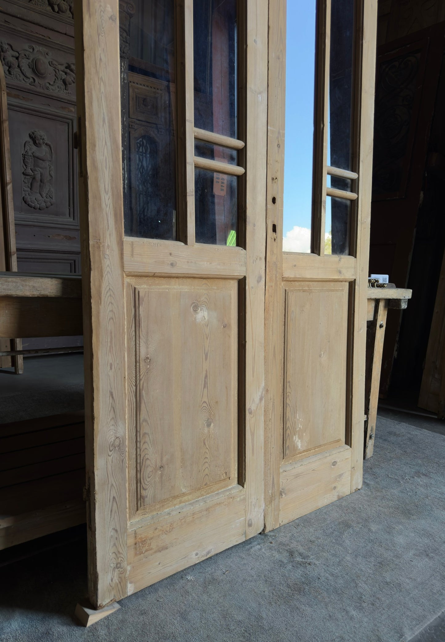 Antique Art Nouveau Glass French Doors - 44x87 - L305