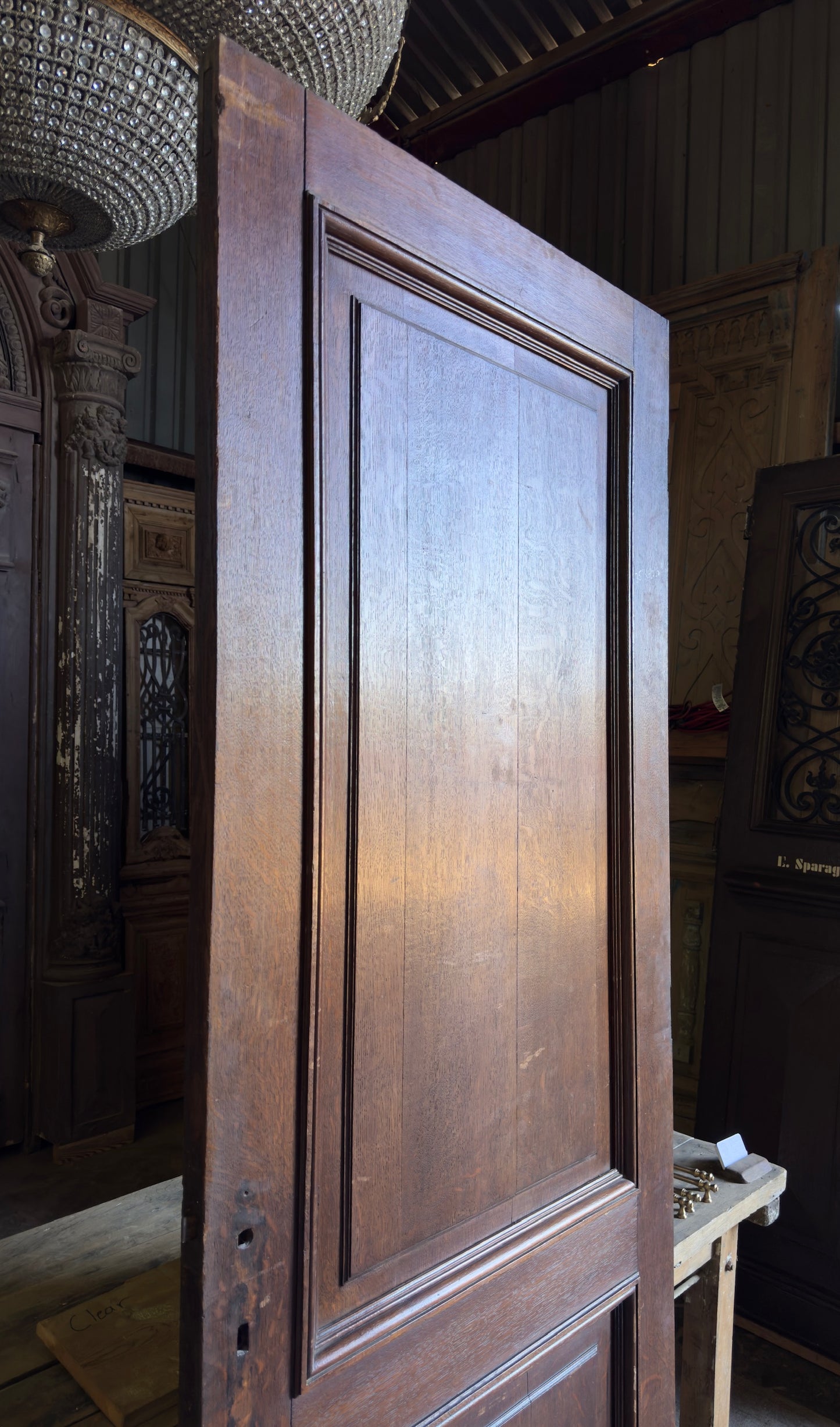 French Provincial Oak 2 Panel Antique Single Door - 35x90 - L267