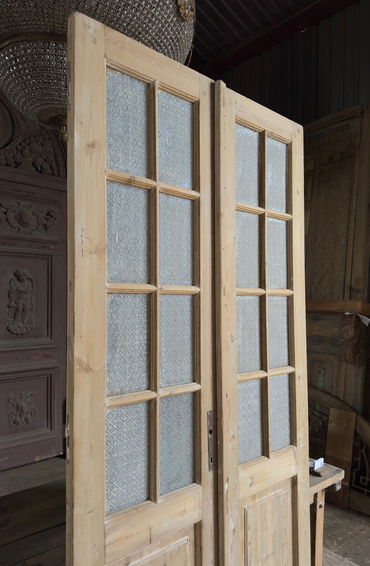 8 Lite Glass Antique French Doors - 44.5x97 K429