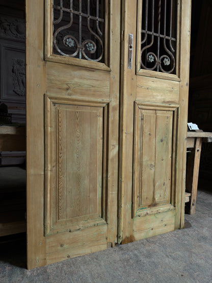Elegant Tall Iron Antique French Doors - 47x104.75 H64