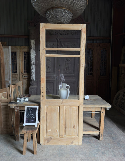 19th Century Antique Glass Door - 32x89.25 K117
