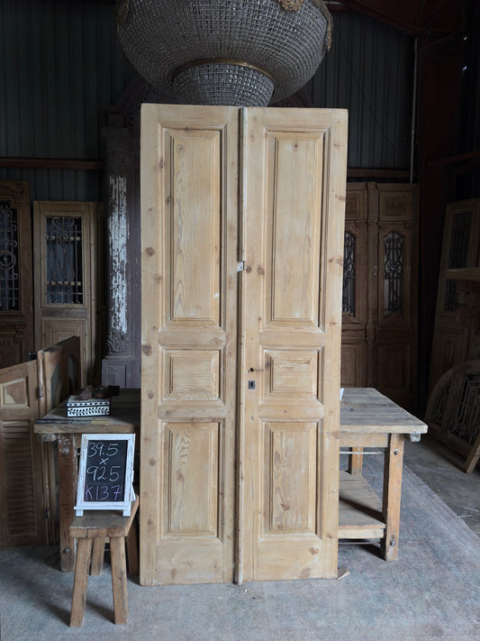 3 Panel Antique Solid French Doors - 39.5x92.5 K137
