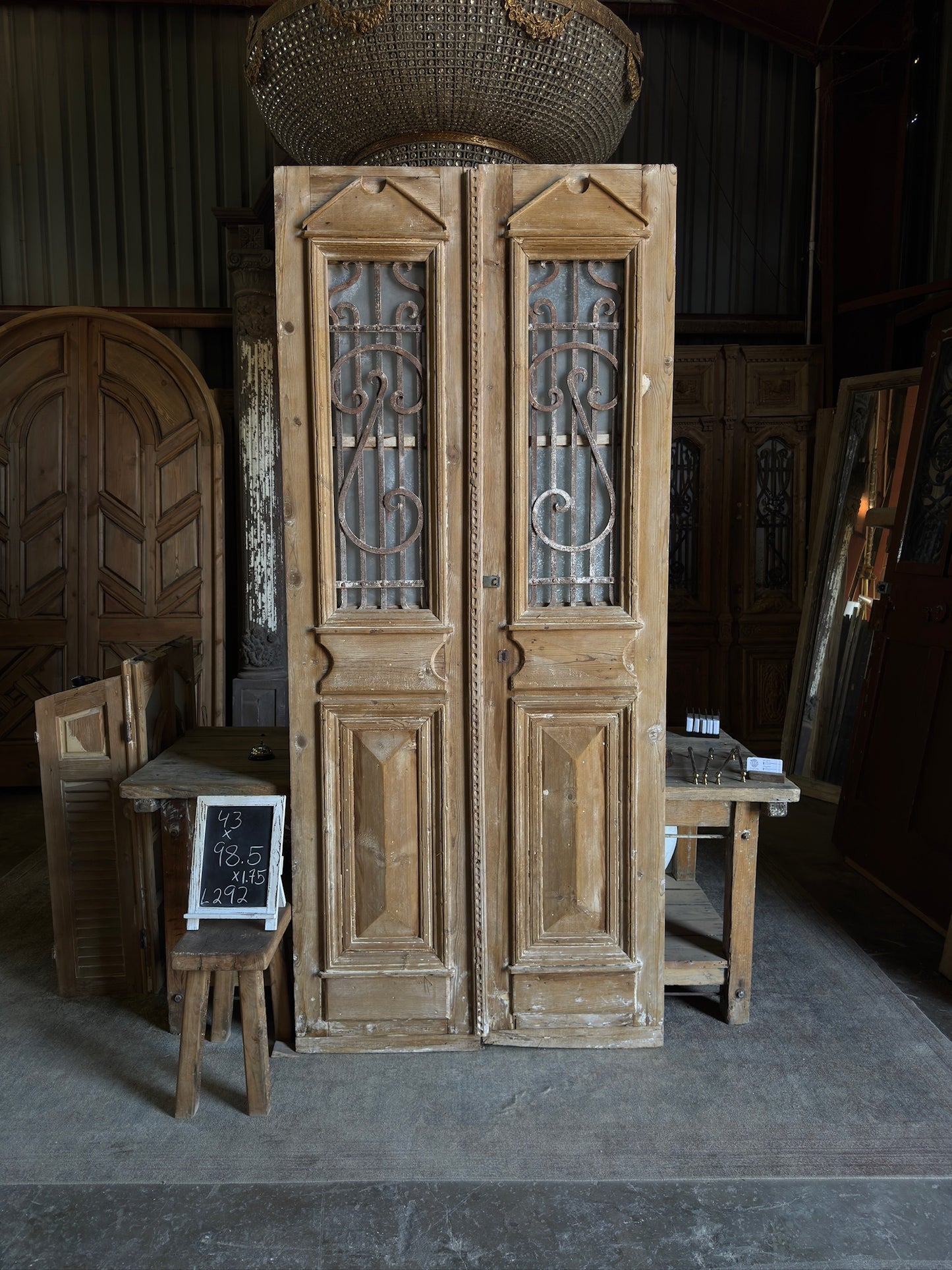 19th Century Antique Iron French Doors - 43x98.5 - L292