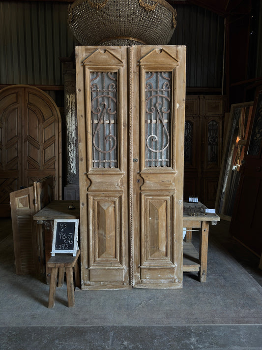 19th Century Antique Iron French Doors - 43x98.5 - L292